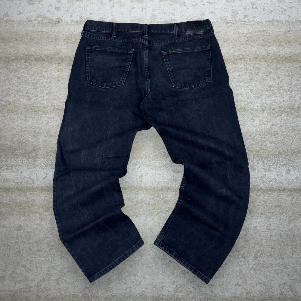 Vintage Y2K Lee Jeans 38x29 Regular Straight Leg Fit Jet Black Wash Denim